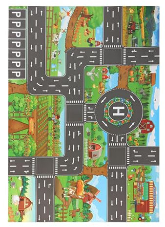 Autoteppich für Auto, Parkkartenmatte, Spielteppich für 33 x 22 Zoll für LKW, Spielzeug, Spielteppich rund um Stadt und Stadt, Teppich