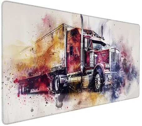 Übergröße Mauspad Gaming 120 x 60cm XXXL Mousepad groß mit Motiv Tischunterlage Large Size - verbessert Präzision und Geschwindigkeit XXL z.B. für Maus und Tastatur (Rot Lkw)Ergonomisches Mauspad 9-K8