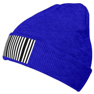UVBDF Beanie-Mütze für Herren und Damen, gestrickt, Wintermütze, warm und modisch, für alle Jahreszeiten, Schwarz und Weiß gestreift, blau, Einheitsgröße