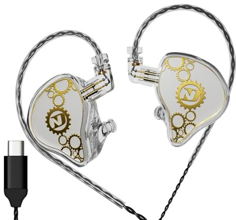 KAMINRUN ND Venus in Ear Monitor Headphones, 10 mm Double Magnetic Dynamic Driver IEM Earphones, HiFi Wired Gaming Earbuds, 2 Pin Detachable Cable (Without Mic, Crystal, 3,5 mm Plug)