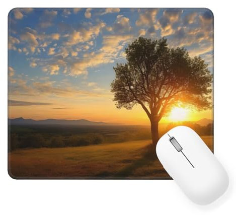 Mouse Pad Sunset, Small Mouse Mat 8.7 x 7.1 inch, Desk Mat with Waterproof Design, Premium-Textured Square Mousepad Tree, Smooth Surface, Gaming Office Mouse Pads for Keyboard Decor, Gifts W-456