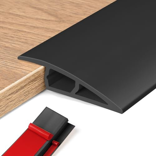 Barre de Seuil Adhesive PVC, Seuil de Porte, Profilés de Réglage en Hauteur en Vinyle,Rattrapage Niveau pour Hauteur du Seuil, Rampe de Seuil Bandes (Noir, 15~20mm(H),1M(L))