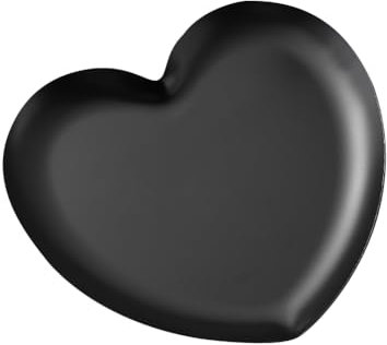 Metal Heart Shaped Tray Small Stainless Steel Spoon Rest Jewelry Display Plate Kitchen Cooking Spoon Holder Decorative Trinket Tray Cute Utensil Rest for Home Black