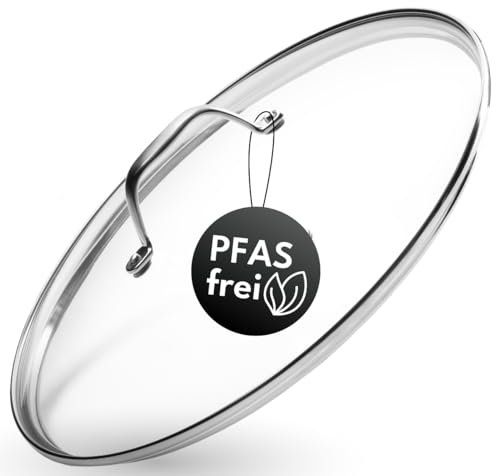 Onyx Cookware Glasdeckel 24 cm | Passend für Pfannen & Töpfe | Hitzebeständig bis 250°C | Topfdeckel mit Integriertem Dampfventil | Spülmaschinengeeignet | Hochwertiges Hartglas