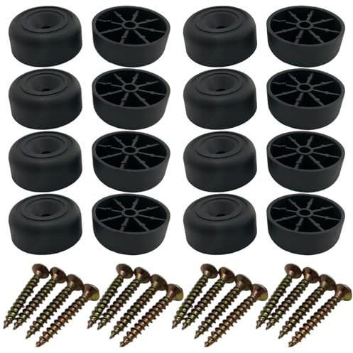 Möbelfüße Schwarz 16 Stück Möbelbeine Rund Ø 33 x H 13 mm – Kunststoff Schrankfüße mit Schrauben – Möbelgleiter Möbelfuß für Sofa, Stuhl, Schrank, Tisch, Regale, Betten – Belastbar & Langlebig