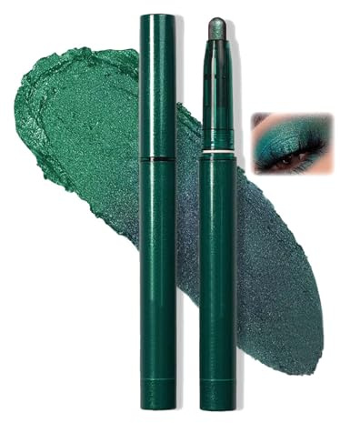 Clawrex Glitzer Lidschatten Stift Wasserdicht, Perlglanz Eyeshadow Stick, Hochpigmentierte, Langhaltende Creme Eyeshadow für Augen & Gesicht als Highlighter, Farbverlauf Schimmernd Metallic(12#GREEN)