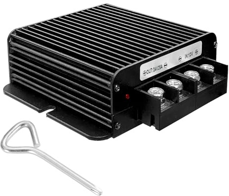 MZHOU Convertisseur DC-DC 12V vers 24V 600W 25A - Convertisseur de Tension avec Indicateur LED, pour Panneaux Solaires, Camping-Cars et Systèmes de Surveillance