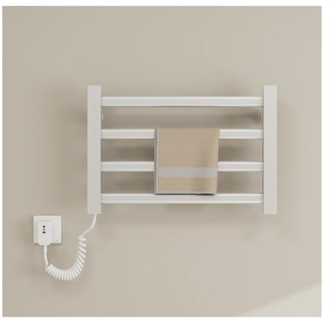 Scaldasalviette A Parete, Scaldasalviette Elettrico Intelligente Con Termostato, Scaldasalviette For Bagno, Scaldasalviette Cablato/a Spina(White,Left Line)