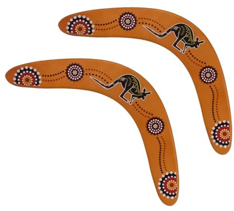 Happyyami 2Pcs Wooden Returning Boomerangs Outdoor Flying for Safe Handmade Wood Equipment for Backyard Games and Sports