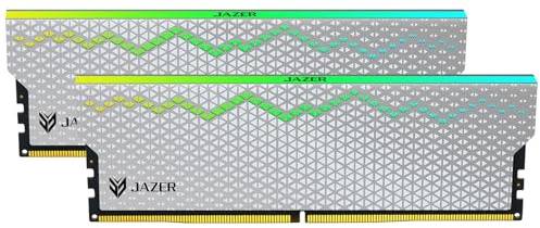 JAZER RGB RAM DDR5 32GB Kit (2x16GB) 6000MHz CL36, Memoria Desktop PC UDIMM DRAM 288-Pin, Memoria Computer da gioco DDR5 ad alte Prestazioni Supporto Intel XMP 3.0/AMD EXPO, AI, CL36-40-40-96, 1.35V | PMIC, ECC,PC Gaming Memory, Expo & XMP 3.0 Compatibile
