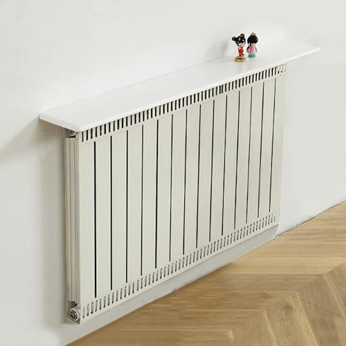 HARELA Long Wooden Radiator Shelf Maximize Space, Modern Style Radiator Cover Over Radiator Shelf, Floating Display Shelves for Living Room Bedroom(White,160x16cm/63x6.3in)