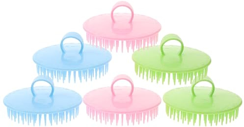 Shampoo Kopfhautmassagegerät mit Griff, 6 Stück PP für Dusche | Feine Borsten, mit Aufhängeöse, für Haarwurzeln, Badzeit, Junge Mädchen und Personen mit Schuppen