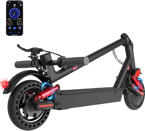 HX D06 Electric Scooter Adult, 500W&Dual Suspension E Scooter, 35/53 Miles&20 MPH, Commuter & Light Off-Road EScooter, 8.5'' Solid Tyre, Linkage Shock System,App
