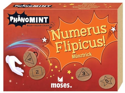 Moses. PhänoMINT Numerus Flipicus! – Knobel-Münztrick mit Holzmünzen, Logikspiel mit Zahlen und Symbolen, Denkspiel für Kinder und Erwachsene