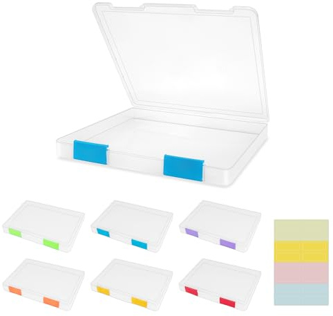 Pechor 6er Aufbewahrungsboxen A4 mit Deckel, Archivbox Transparent Dokumentenbox Aufbewahrung Kunststoff Organizer Storage Boxes mit Clip-Verschlüsse und Etiketten, bunt