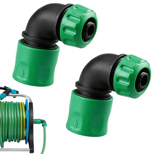 EVBOTGEE 2 Stück Gartenschlauch Winkeladapter 90 Grad, Schlauchkupplung 1/2 Zoll Anschluss, Garten Schlauch Adapter Verbinder für Bewässerung und Autowäsche