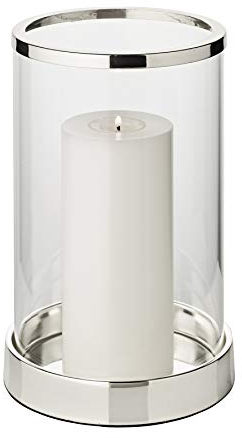 EDZARD Windlicht Sanremo, edel versilbert, anlaufgeschützt, Höhe 26 cm, Durchmesser 16,5 cm
