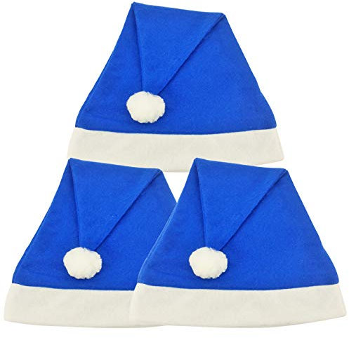 Ciffre 3 Stück im Set Weihnachtsmütze Nikolausmütze Winter Mütze Mützen Nikolaus Santa Blau