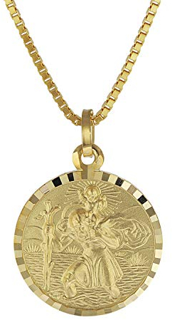 trendor Christophorus Anhänger Gold 333 mit plattierter Herren-Halskette 08520-60 60 cm