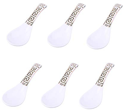 Syndecho - 6 cucharas soperas verdes de cerámica china para regalo de boda 4,2 x 14 cm