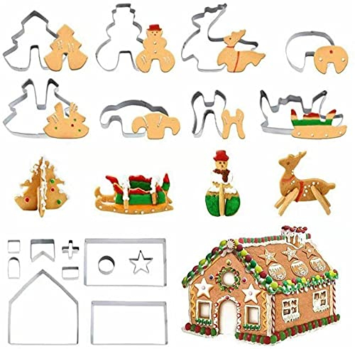 FantasyDay Casa di Marzapane Formine per Biscotti in Acciaio Inox, 18 Pezzi Taglierine del Biscotto Coppapasta Stampini Biscotti - Cookie Cutter per Cucina Pasticceria Dessert Decorazioni in Fondente