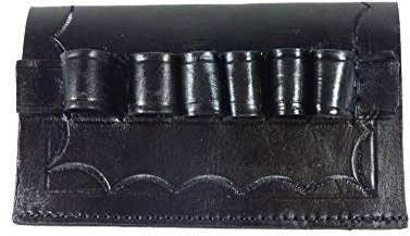 Westernranch Schrotpatronenhalter für 6 Schrotpatronen aus Leder Gürteltasche für Patronen Schrot Gewehr Handarbeit (Schwarz)