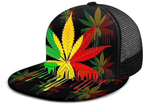 Baseballkappe Reggae Rasta Marihuana Leaf Weed Unisex 3D Druck Snapback Caps Einstellbare Mesh Hut Trucker Hüte Schwarz