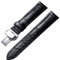 BINLUN Bracelet de Montre en Cuir Femme Homme 12mm-24mm Bracelet de Remplacement avec Boucle de Déploiement Papillon Argent/Or/Or Rose(21mm Noir-Boucle Argent)