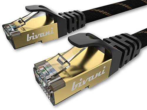 bivani Câble cat 8.1 réseau Ethernet de haute qualité - 1 mètre 40 Gbps - 25GBase-T 40GBase-T - 2000 MHz PIMF - Gigabit Ethernet cat 8 / RJ45 / blindage S/FTP - gaine en nylon - Elite Series - 1M