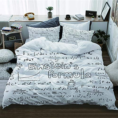 HATESAH Bedding Bettwäsche,Albert Einstein Gesetz Theorie und Physik mathematische Formel Gleichung Gekritzel Handschrift Ikone,Bettwäsche 135x200cm,Kopfkissenbezug 2(50x80cm)