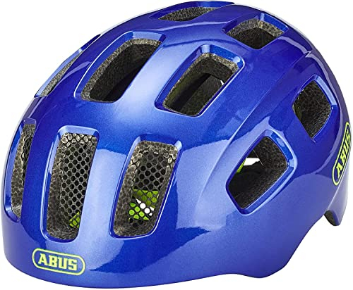 ABUS Fahrradhelm Youn-I 2.0 - mit Licht für Kinder, Jugendliche und junge Erwachsene - für Mädels und Jungs - Blau (funkelnd), Größe M (52-57 cm)
