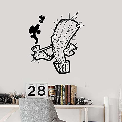 QIANGTOU Kaktus Hippie Weed Vinyl Wandtattoo Wohnkultur Wohnzimmer Kunstwand Wandaufkleber Abnehmbar 43x48cm