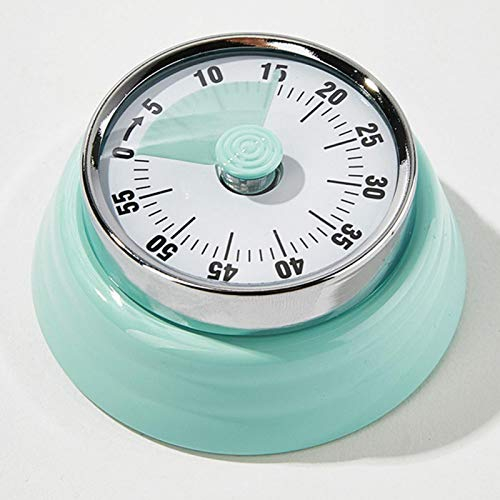 Kisbeibi Minuteur de cuisine mécanique magnétique rétro pour la cuisine, la pâtisserie, les jeux (vert)
