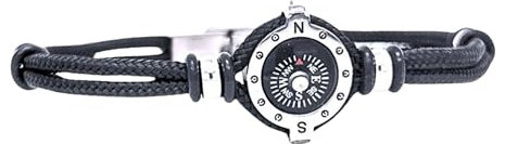 amorili - Bracciale in Corda con Bussola - Braccialetti Mare con Bussola - Bracciale Uomo Corda (Nero)