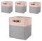 Mangata 25|28|30|33cm Fabric Storage Boxes, Set of 4 Storage Cubes(30x30x30cm, Grey Pink)