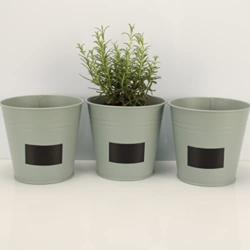 OF 3 Blumentöpfe zum Beschriften im Set - Blumentopf Kräutertopf (Rauchgrün P58)