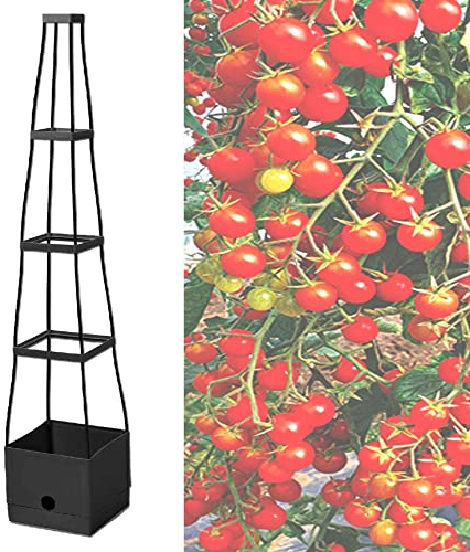Premium Pflanzturm Tomatenturm Tomaten Rankhilfe Topf Aufzuchtturm mit Bewässerungssystem Blumentopf