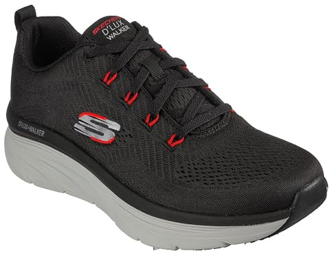 Skechers Mens Dlux Walker Shoes Black/Red 9 (43)