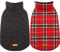 Kuoser Hundemantel Winter, Hundejacke für Kleine Hunde, Kleine Hundemantel Fleece Wasserdicht und Warm, Outdoor Hundemantel mit Geschirr Loch Karierte Wendejacke, XS