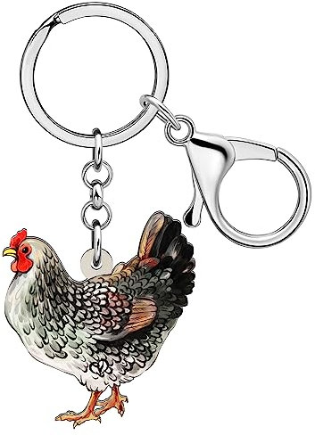 RAIDIN Acryl süße Huhn Henne Hahn Schlüsselanhänger für Damen Schlüsselringe Geschenke für Auto Handtasche Taschen Schlüssel Haustierliebhaber (Schatten)