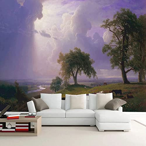 Murales De Pared Para El Dormitorio Personalizado 3D Mural De Papel Tapiz De La Foto Pintura Al Oleo Cielo Morado Paisaje Mural De Pared Sala De Estar Decoración Del Ho 400 (ancaHtoo) x 280 (aHto) cm