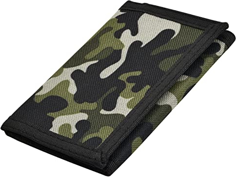 wangjiangda Portefeuille de Camouflage, Portefeuille en Toile pour Hommes et Garçons Portefeuille de Sport à Trois Volets Porte Monnaie Fin Porte Cartes pour Voyager (Vert)