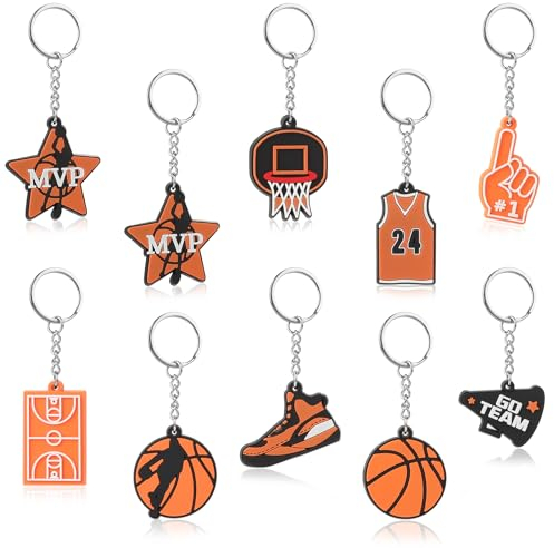 efuturetime 10 x Schlüsselanhänger Basketball Zubehör Geschenke Lustig, Schlüssel Anhänger in verschiedene Formen, Schlüsselketten Sportsouvenirs für Sportfans