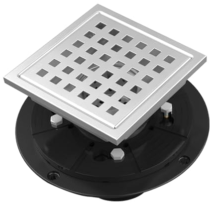 HINMOOD Drenaje de suelo cuadrado de níquel cepillado de 6 pulgadas de acero inoxidable SUS 304 con rejilla extraíble para ducha, piscina, balcón, cocina, etc