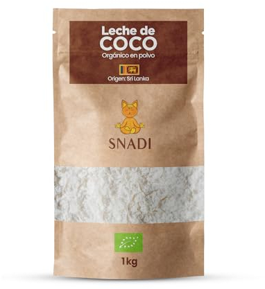 Snadi - Latte di Cocco in Polvere BIO dallo Sri Lanka - 1KG - 100% Naturale e Biologico - Confezionato in Sacchetto di Plastica Riciclabile - Senza Additivi né Conservanti - Ideale per Frullati