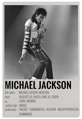 BOLNEY Michael Jackson Musikkonzert, Leinwand-Poster, dekoratives Gemälde, Leinwand-Wandposter und Kunstdruck, modernes Familienschlafzimmer-Dekor-Poster, 20 x 30 cm