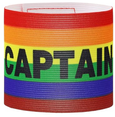 ONLYKXY 1 x Kapitänsbinde, 32,5 x 7,75 cm, verstellbar, für Fußball, Basketball, Volleyball, Schule, Team, Wettkampf, Trainer, Spieler, Handgelenk-Armbänder (Regenbogenfarben)