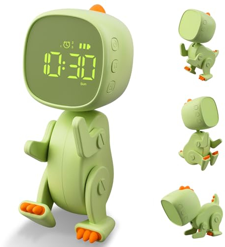 Ayybboo Réveil Lumineux pour Enfants,Horloge Numérique LED avec Veilleuse,Alarme Snooze,Volume Réglable,USB Rechargeable,Jour/Nuit Enfants Filles Garçons (Vert2305)