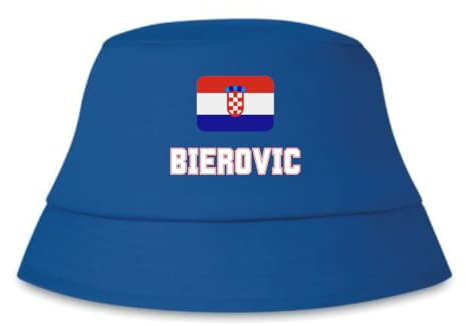 Sommerhut, Fischerhut Fussßballhut, Anglerhut, Fanhut Xave Alfonso Spanien (DE/NL/SE/PL, Alphanumerisch, Einheitsgröße, Blau, Kroatien, Bierovic)