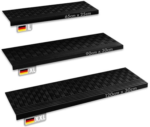 KARAT Stufenmatte aus Gummi - 5er Set - 30 x 90 cm - wetterfeste & Rutschhemmende Treppenstufen Matten - Gummistufenmatte für Außen - Treppenauflage - Antirutschmatte Diamond